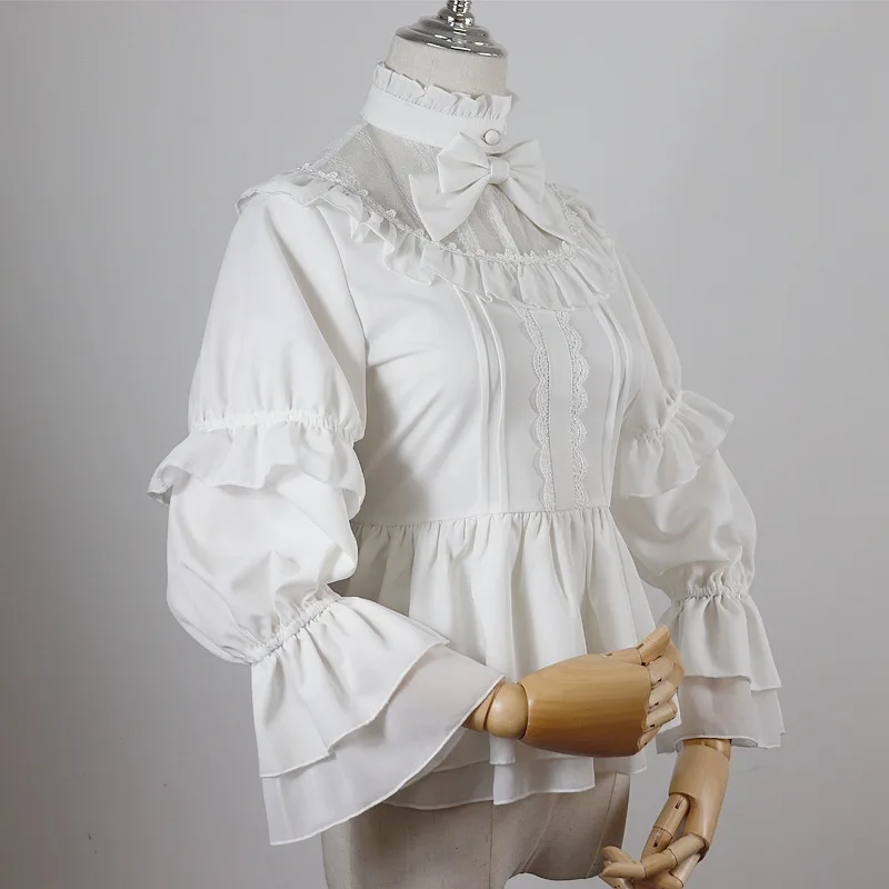 Gothic Illusion Neck Long Sleeve Top Chiffon