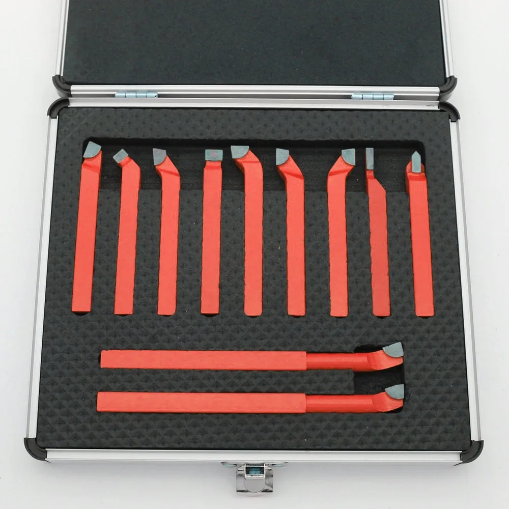 

8mm Multifunctional CNC Lathe Cutting Tool Carbide Tipped Screw Cutter External Turning Tool with aluminum box Home Hand Tools
