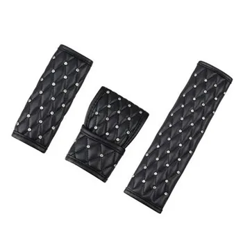 

[Wholesale] Four seasons Universal Diamond leather Car Seat belt cover shoulder pad/Handbrake sleeve/Gear shift knob sleeve