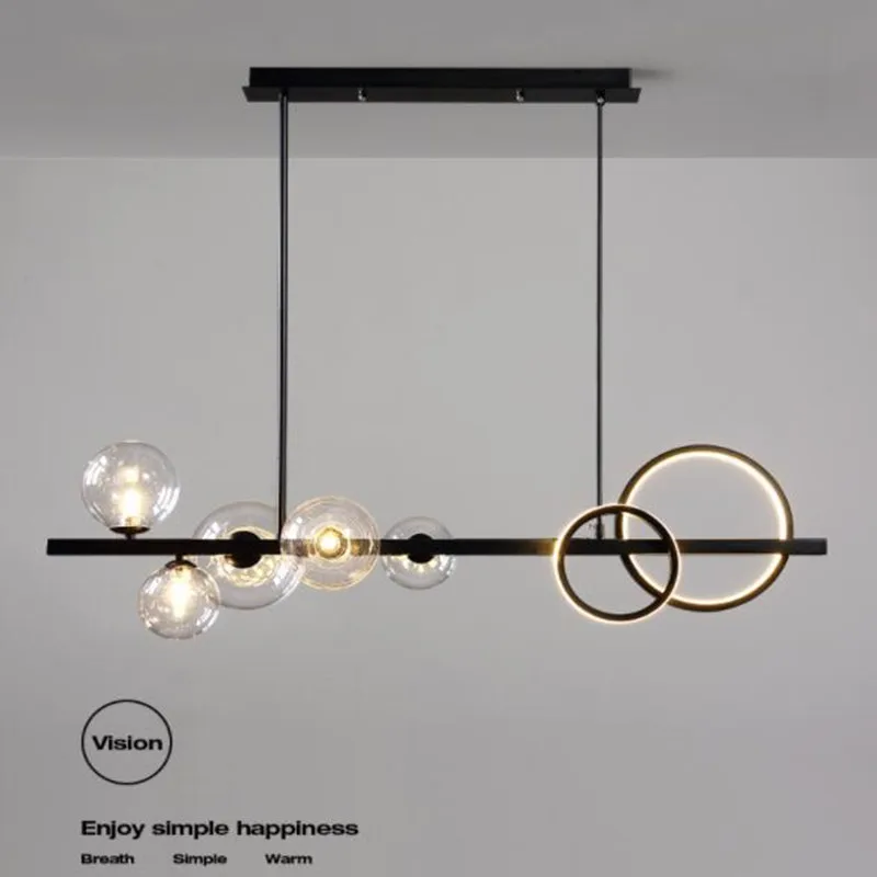 

Скандинавская Минималистичная лампа для ресторана, креативная стеклянная люстра magic bean