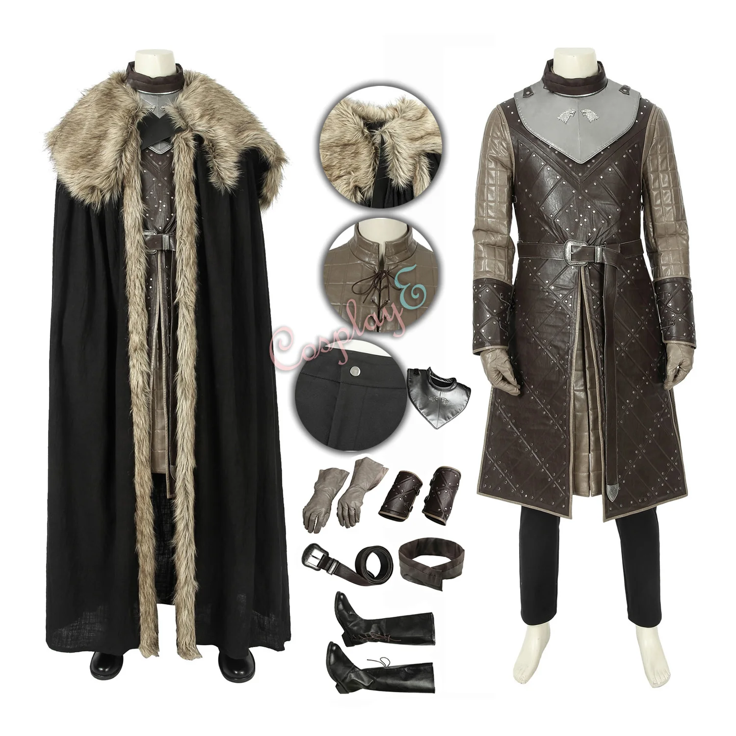 

Jon Snow Costume Game of Thrones Season 8 Cosplay Full Set Deluxe Version