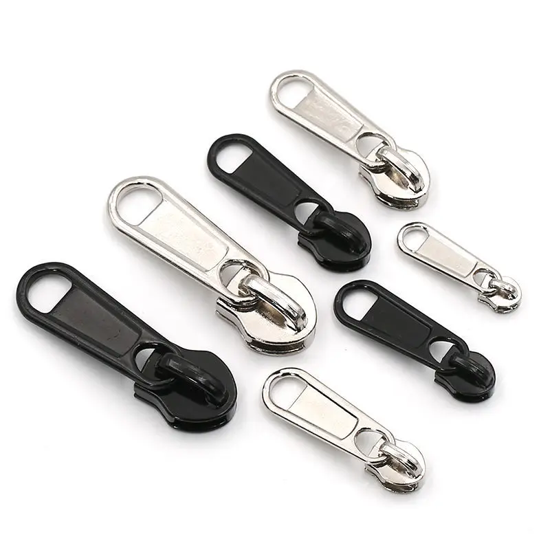 8Pcs 4 Sizes Replacement Metal Zipper Pullers Universal Double-sided Nylon Zipper Pull For Clothes Repair Sliders Head