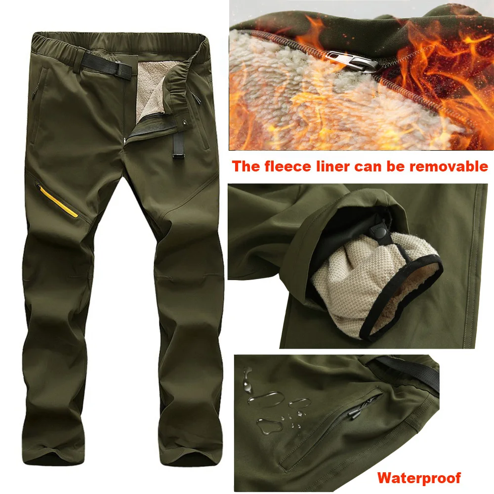 Ski Pants For Men Winter Outdoor Windproof Waterproof Snowboard Snow Fleece Pants Thick Warm Trousers Male Trekking Hiking skiing pants ski suit