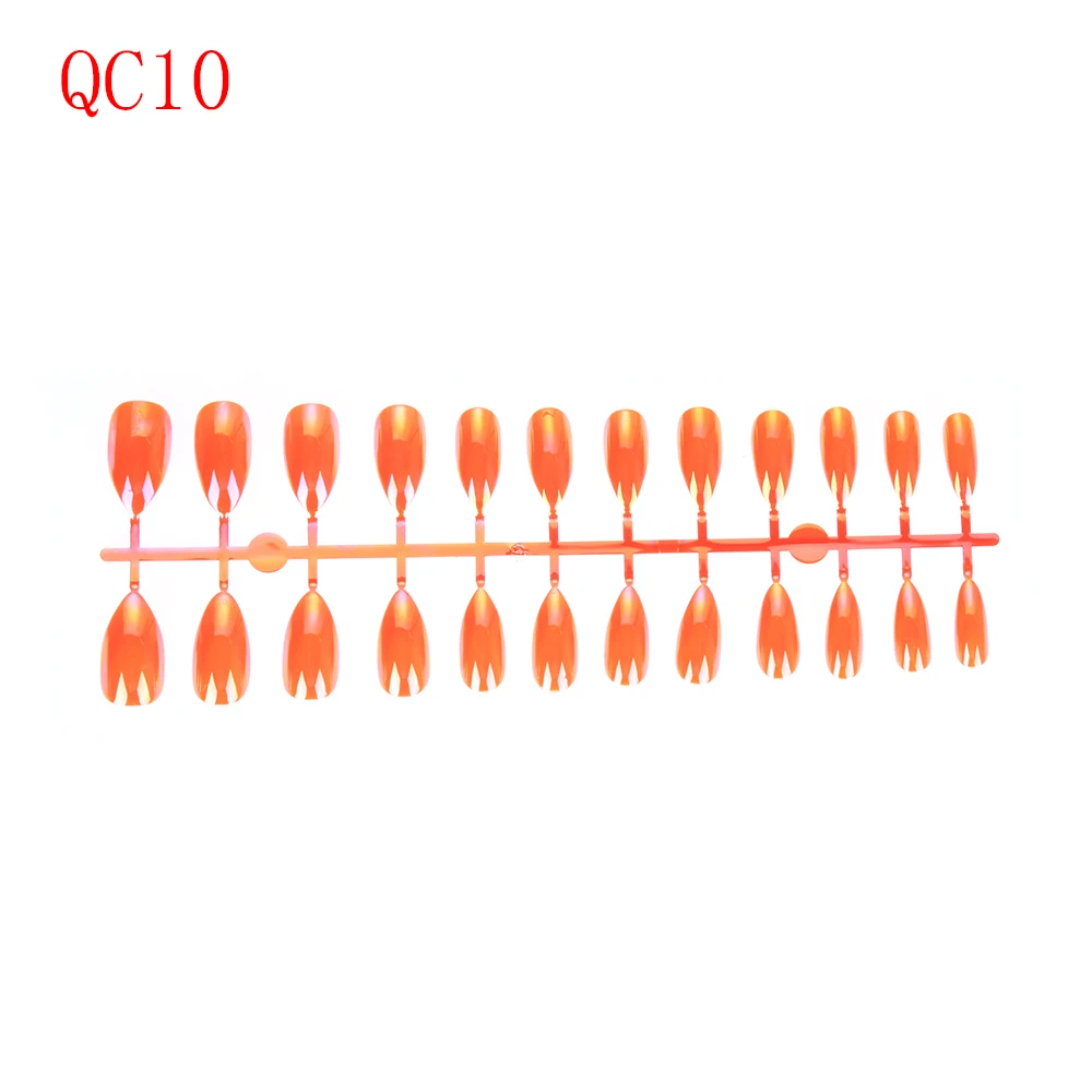 QC10 24 шт блестящие металлические накладные ногти полное покрытие стилет гроб поддельные ногти ABS искусственные Типсы украшения для ногтей женский макияж Nai - Цвет: QC10