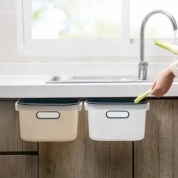

1PC Kitchen Small Wall Mounted Trash Can Cabinet Door Hanging Garbage Bins Toilet Plastic Waste Basket