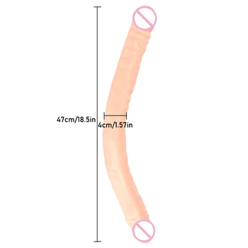 47*4cm Overlength Double Dildos Soft Double Headed Penis Realistic Phallus Stimulation of Vagina and Anus Sex Toys for Women 2