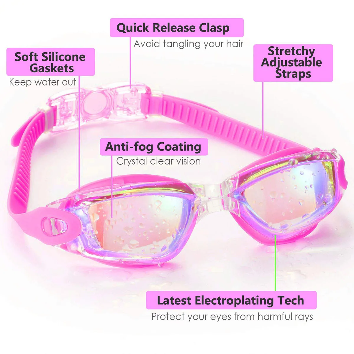 Swimming Goggles Adult Men Women Kids Anti-Fog Anti-Leakage UV Protector Soft Silicone Nose Bridge Prescription Swim Caps swimming goggles,swimming cap
