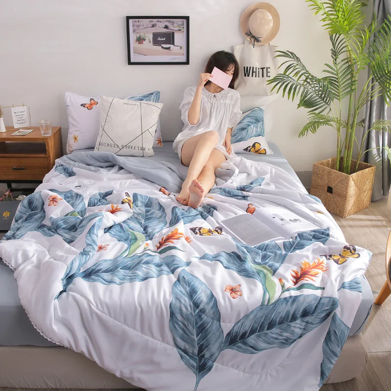 

Washed Cotton Summer Blanket Machine Washable Gift Summer Quilt Four-piece Set Summer Single Double Airable Cover Hipster Blanke