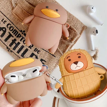 

For Airpods Pro 3D Cute Cartoon Peanut Bear Case for Apple Airpods 1 2 3 Duck Monsters Wireless Earphone Protector Cover Box