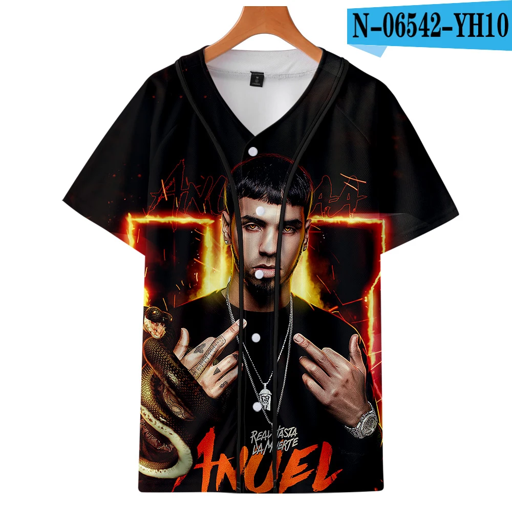 Anuel AA Мужская рубашка с 3D принтом, настоящая Hasta La Muerte, гавайская рубашка с коротким рукавом, мужские рубашки с коротким рукавом, летняя повседневная Уличная одежда - Цвет: one