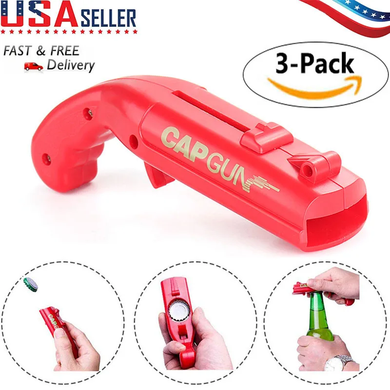 Creative Firing Cap Gun Corkscrews Flying Cap Launcher Bottle Beer Drink Openers