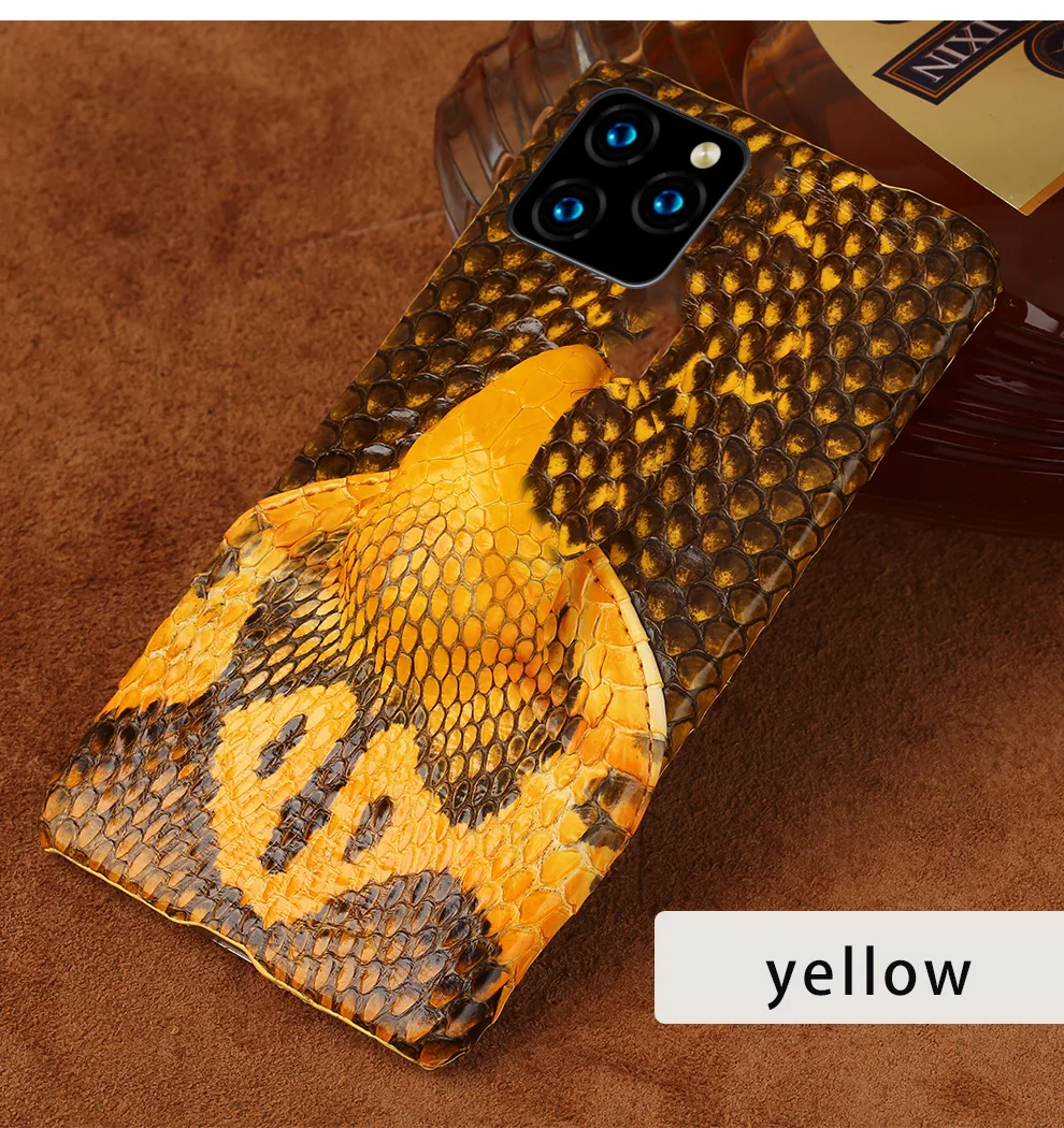 Чехол для телефона из Натуральной Змеиной кожи для iPhone 11 11Pro 11 Pro MAX X XS XSmax XR 6 6s 8 7 Plus 5 se 3D Cobra head Роскошный чехол