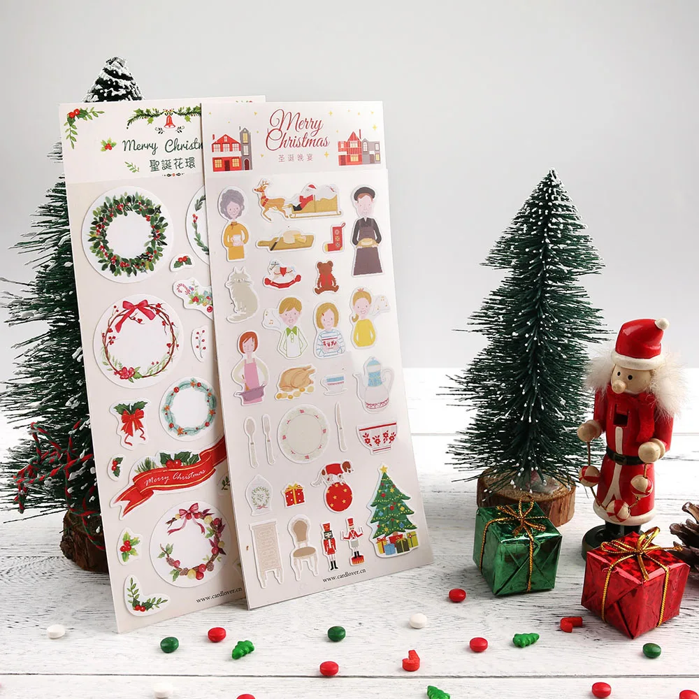 

1Pcs Christmas Stickers Adhesive Decorative Cute Garland Elk Stickers Party Decor Scrapbooking Diary Albums Pocket Stickers