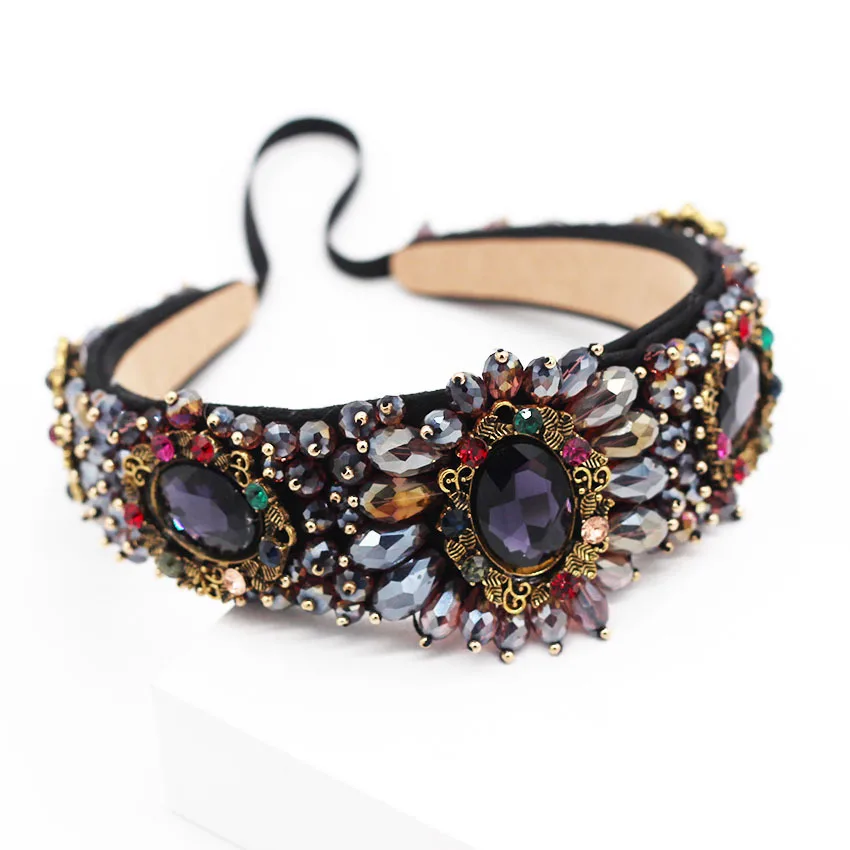 Новая причастия полная роскошь Cyrstal барокко ободок для волос модная Яркая Ткань заколка для прически ювелирная застежка для волос Обручи для волос - Окраска металла: 2