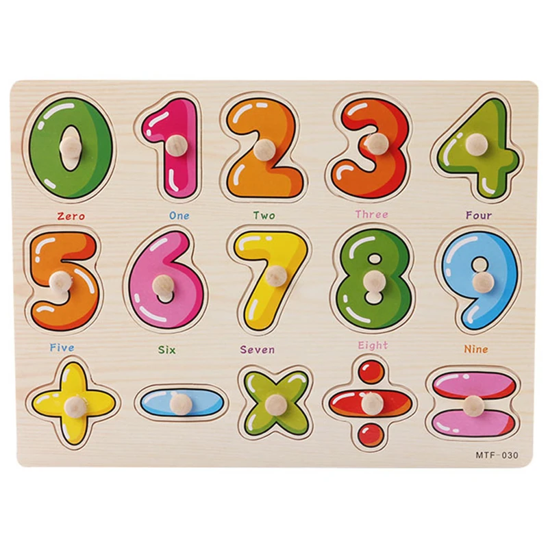 Montessori Wooden Educational Hand Grab Puzzle Boards with Cartoon Animals & Fruits 3D Design