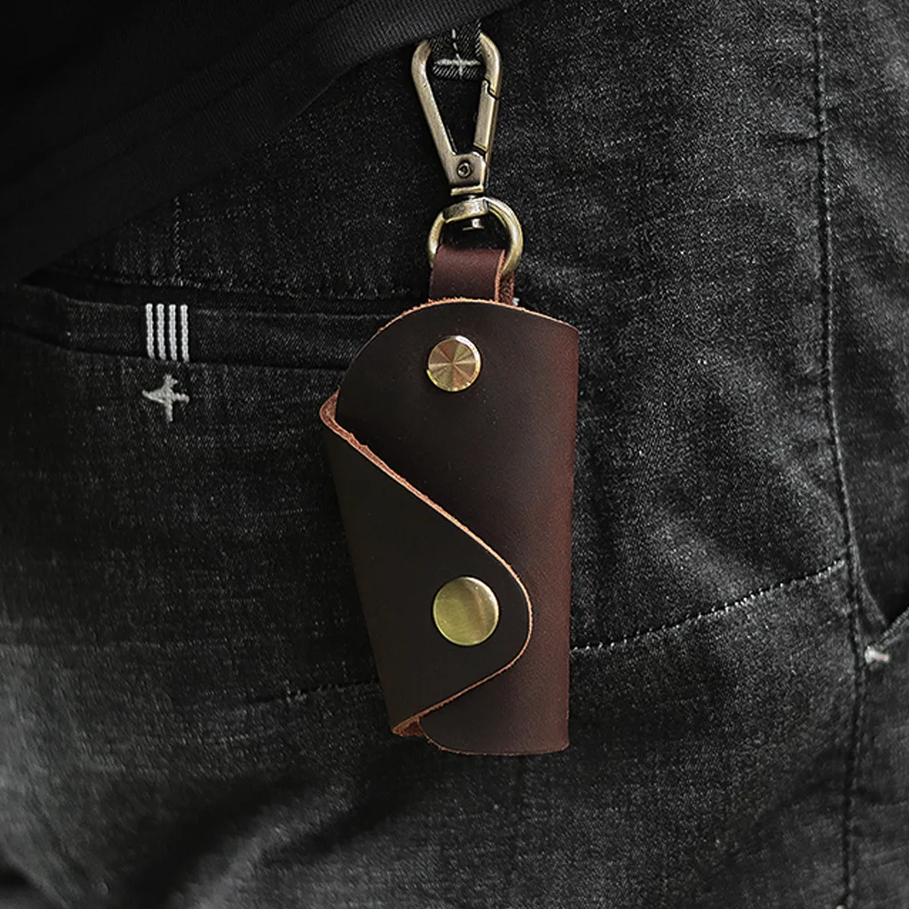 Vintage Genuine Leather Key Case and Multifunction Organizer Keychain