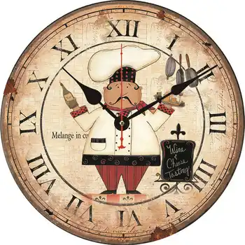 

WONZOM Roman numerals Chef 12 inch Round Wall Wooden Cardboard Clock,Modern Wall Clock for Home Decor, Silent & Non-Ticking