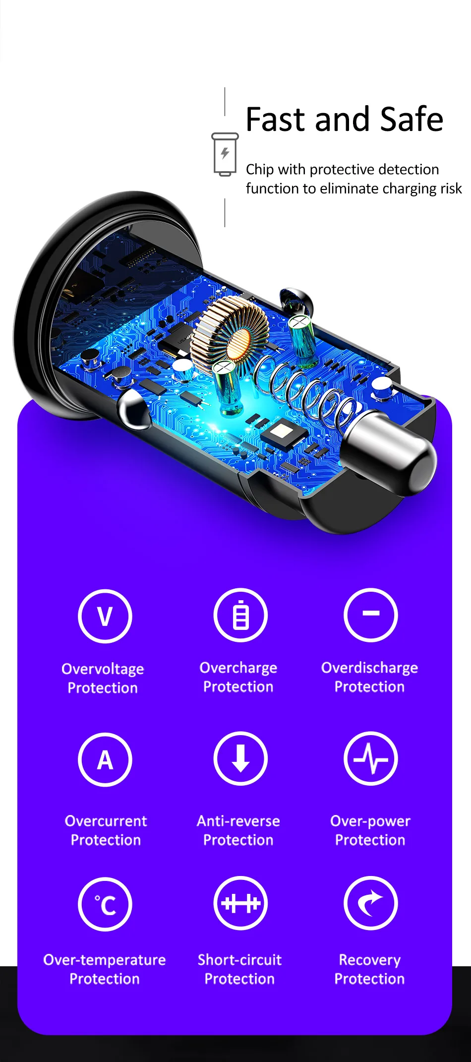 USAMS 5A металлическое USB Автомобильное зарядное устройство QC4.0 Быстрая зарядка для iPhone Xiaomi samsung huawei Tablet PD Быстрая зарядка для мобильных телефонов в автомобиле