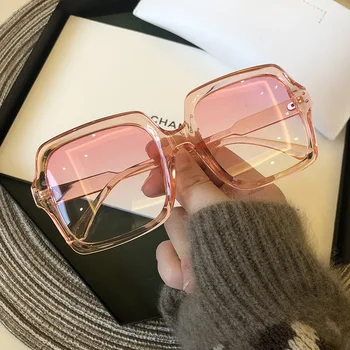 

Lady Square Sunglass High Quality Brand Design Women Sunglasses Luxury Glasses Women 2020 Gradient Pink Blue Lens Men Eyeglasses