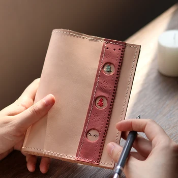 

100% Genuine Leather Handmade Retro DIY Travel Journal Leather Cover A6 Loose-leaf Binder Notebook Christma's Day Gift