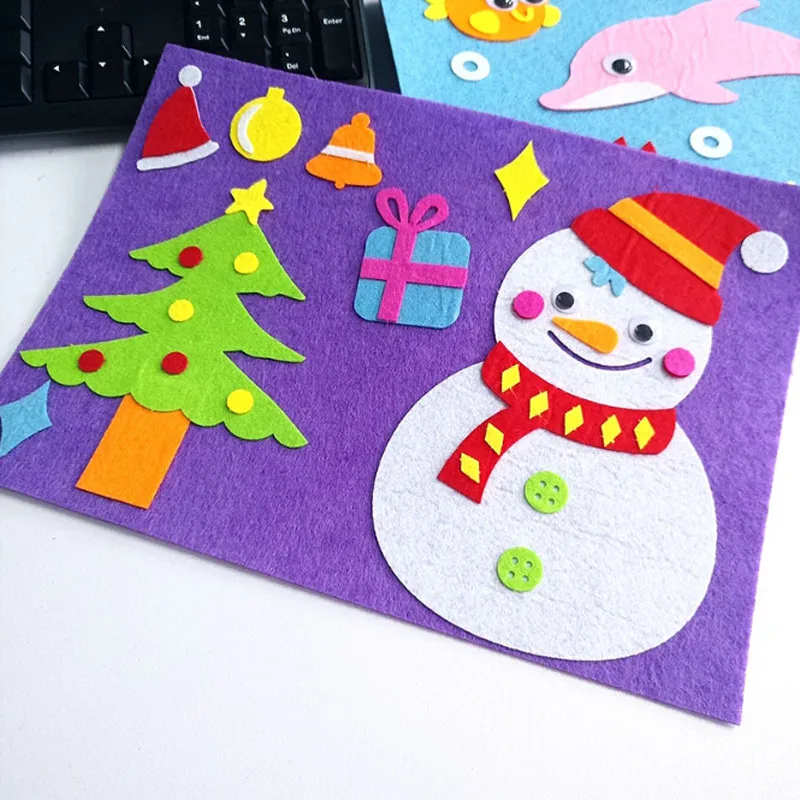 snowman Творческие дети DIY мультфильм DIY стикер игрушки нетканый Войлок коллаж милый стикер украшения s Образовательные Подарки Лебедь лягушка торт - Цвет: snowman
