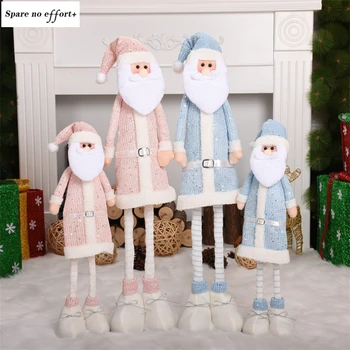 

New Year Christmas Tree Decorations Merry Christmas Kid Gift Pink Blue Shining Christmas Santa Claus Doll Xmas Home 0rnament