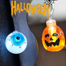 Хэллоуин Тыква светодиодный струны Огни праздничного освещения струны огни теплый белый гирлянда батарея работает вечерние реквизит вечерние Декор