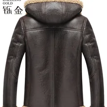Новое поступление, натуральная овечья кожа, Мужское пальто, настоящая шерстяная куртка со шляпой, натуральная кожа, пальто, высокое качество, модное зимнее пальто