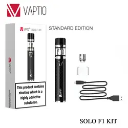 Vaptio Vape ручка Solo F1 комплект Встроенная батарея 1650 мАч AIO 2 мл Емкость 0,25 Ом двухъядерный с светодиодный индикатором электронная сигарета