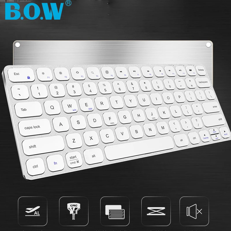 B.O.W 2.Ghz Беспроводная перезаряжаемая клавиатура алюминиевый металлический корпус