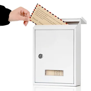 Outdoor Lockable Metal Mailboxes Wall Mounted Mail Box Bucket Post Letter Boxwith Key For Home Garden Decoration Garden Supplies