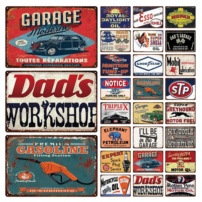 Full Service Gasoline Vintage Metal Tin Signs Plate Decor Art Wall Poster 