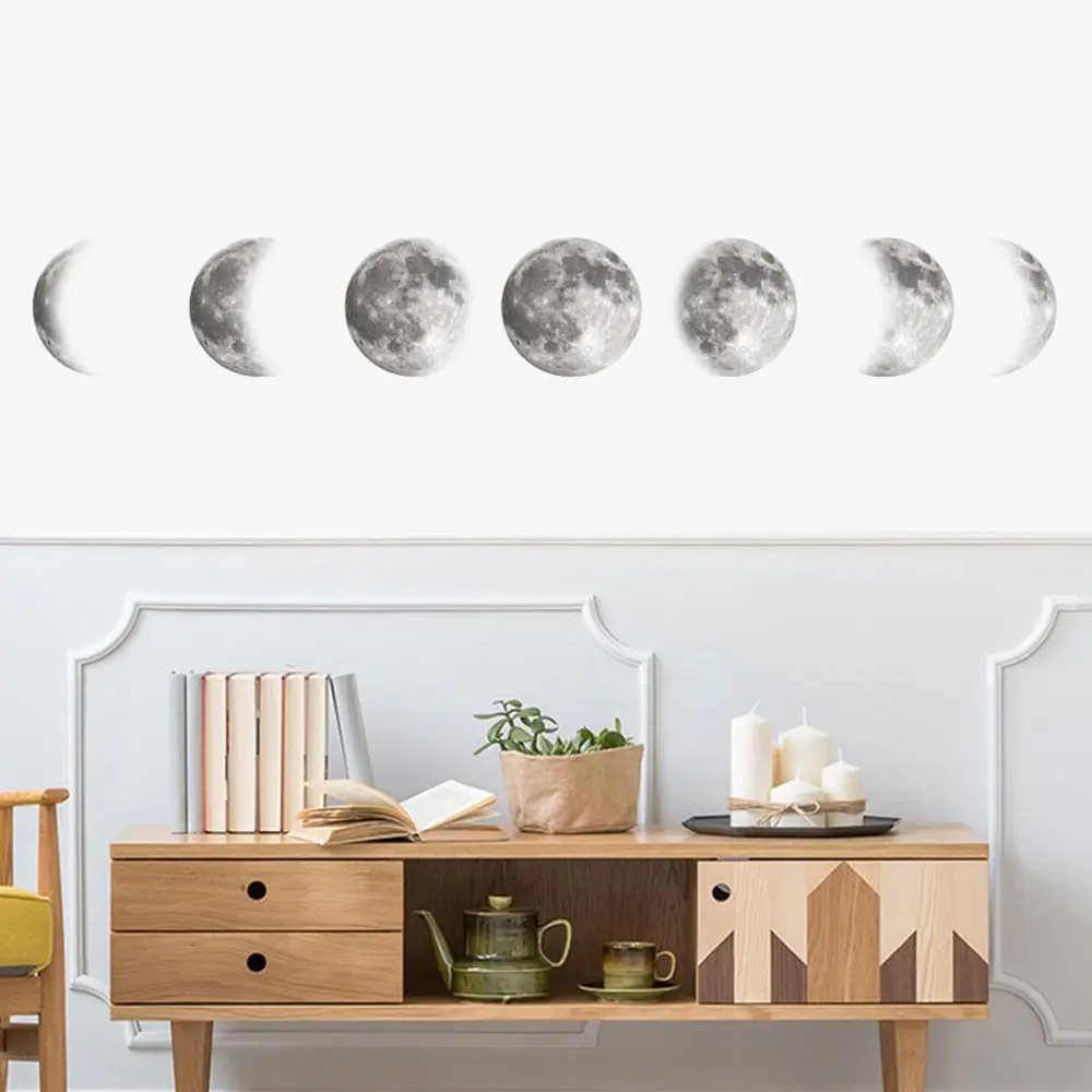 Scientific Moon Phase 3D Наклейка на стену серебряная Луна художественная наклейка
