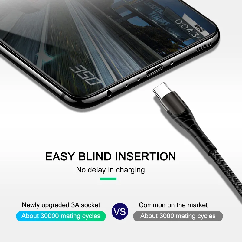 ANKNDO Micro usb type C 3A кабель для быстрой зарядки светодиодный шнур для зарядки мобильного телефона для samsung sony Xiaomi huawei USB-C шнур