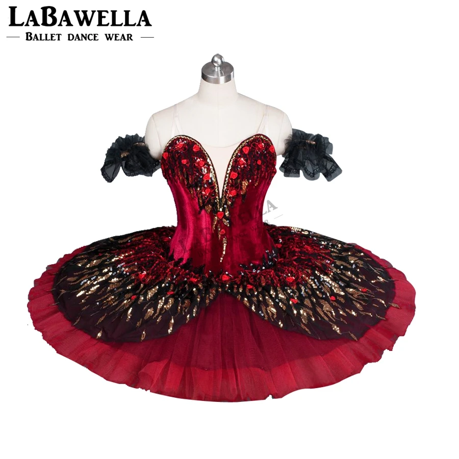 Swan Ballerina Tutu Classic Adult Kids Red Flame bird Variation Competiton Red Black Bird Nutcracker Tutu BT9045A