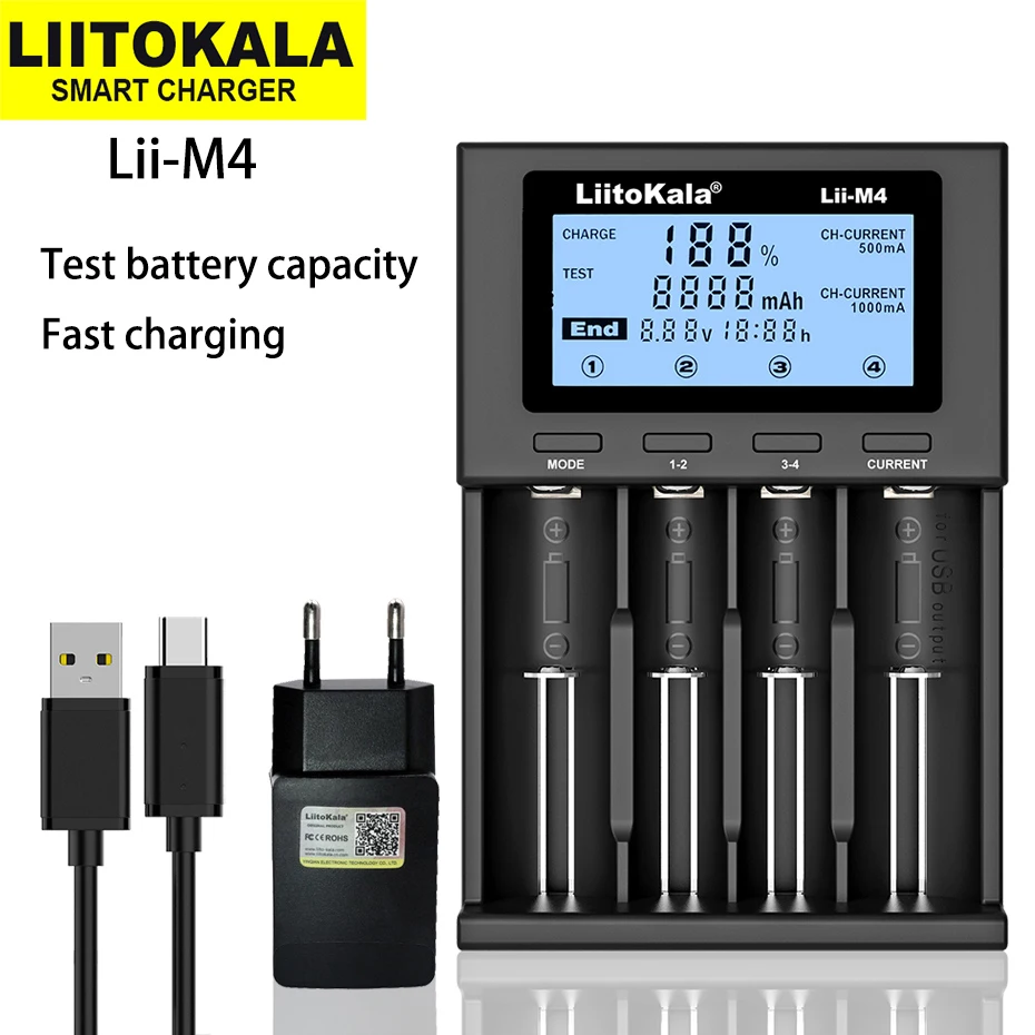 Liitokala Lii-S8 Lii-600 Lii-M4 Lii500 Lii-PD4 Smart LCD Display Charger for 18650 21700 26650 18350 AA AAA NiMH Lithium battery battery charger