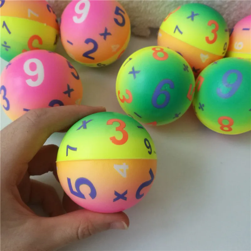 12pcs 6.3CM Anti Stress Relief Ball Colorful Numbers Math PU Foam Soft Squeeze Sponge Toys for Boys Kids