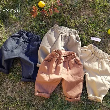 

2020 Spring New Children's All-match Solid Color Woven Casual Pants Children's Pants Woven Korean Cotton