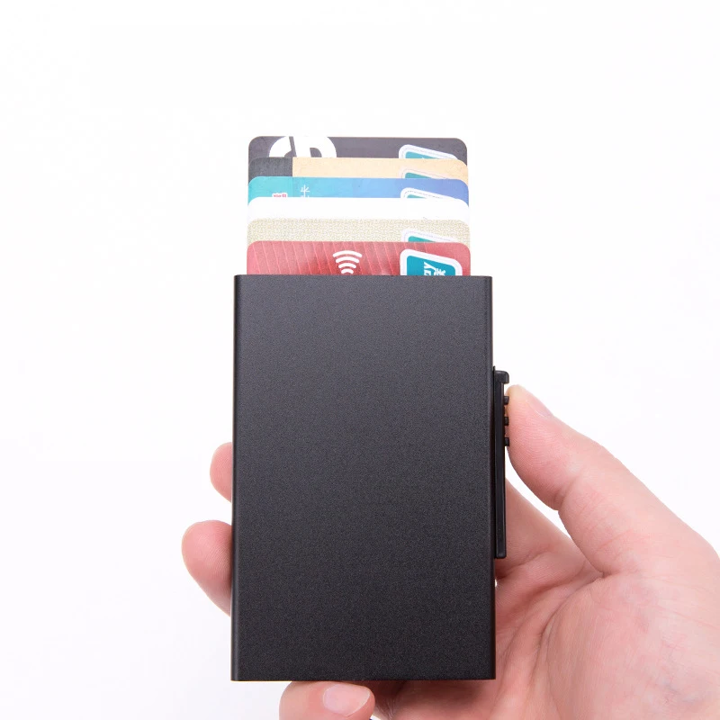 RFID Блокировка простой мужской держатель для карт мужская металлическая карта из сплава чехол тонкий кошелек для мужчин и женщин