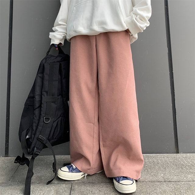 Spring Casual Trousers Unisex Spring Autumn 6-color Washed Brushed Straight Overalls Wide Leg Pants Men and Women Joggings