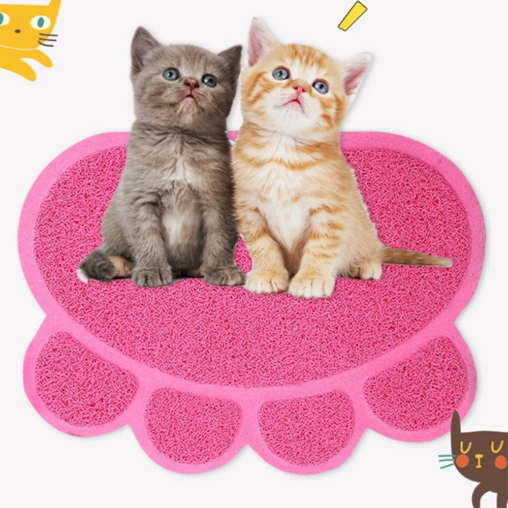 

45x60CM PVC Paw Print Pet Feet Mat Puppy Kitten Food Water Bowl Placemat Cat Litter Mat Pet Supplies