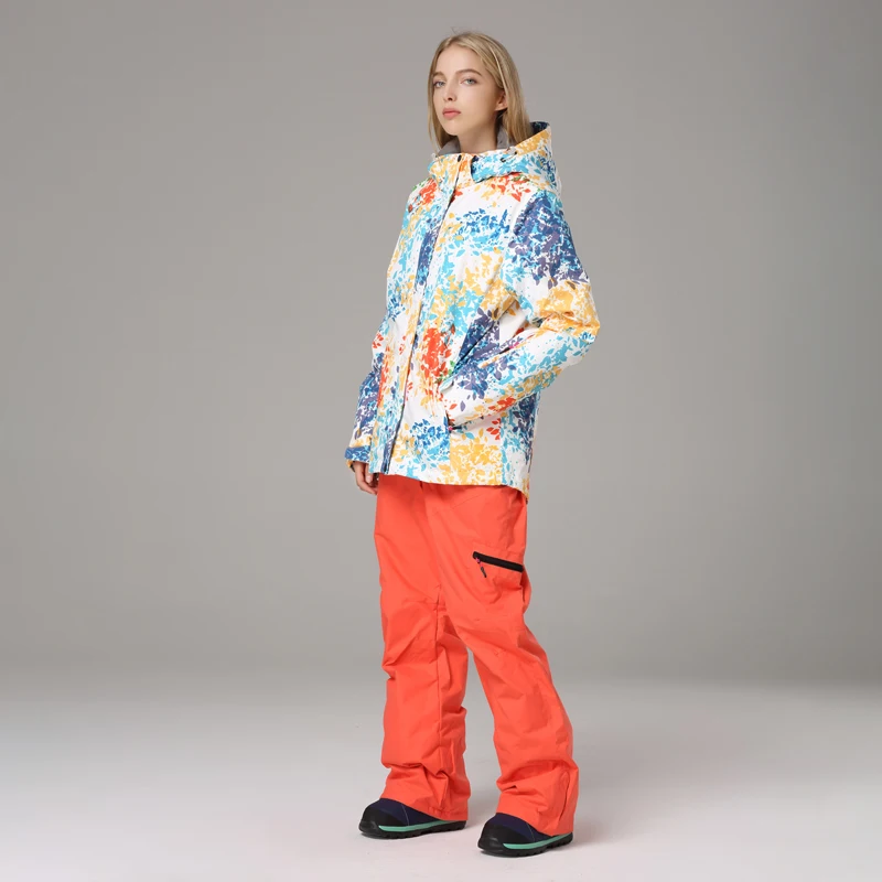 Толстый теплый лыжный костюм для женщин водонепроницаемый ветрозащитный лыжный костюм и куртка для сноуборда брюки комплект Женская зимняя куртка уличная одежда