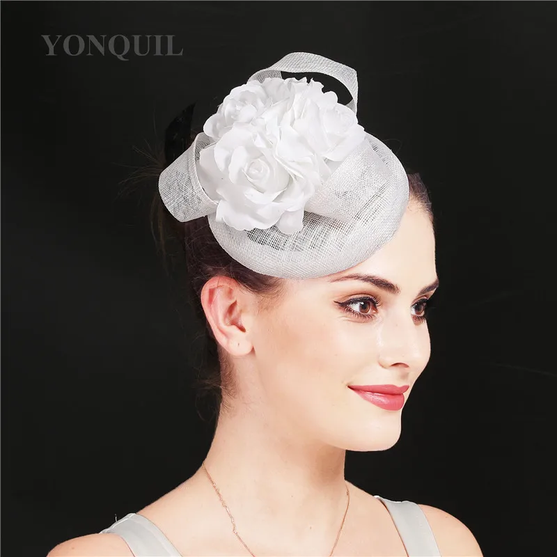 Свадебные цвет красного вина аксессуары Fascinator белье чародей заколки свадебная фата шляпа женские украшения головной убор стиль