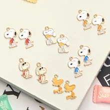 10pcs Cartoon Dogs Enamel Charms Lovely Animals Doggy Alloy Pendants Dangle Fit DIY Bracelet Earring Jewelry Accessories FX452