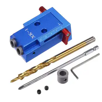 

5PCS/Set Pocket Hole Locator Kit System Woodworking Pocket Clamp Joinery Step Drill Bit Wood Punch Oblique Drill Guide Tool