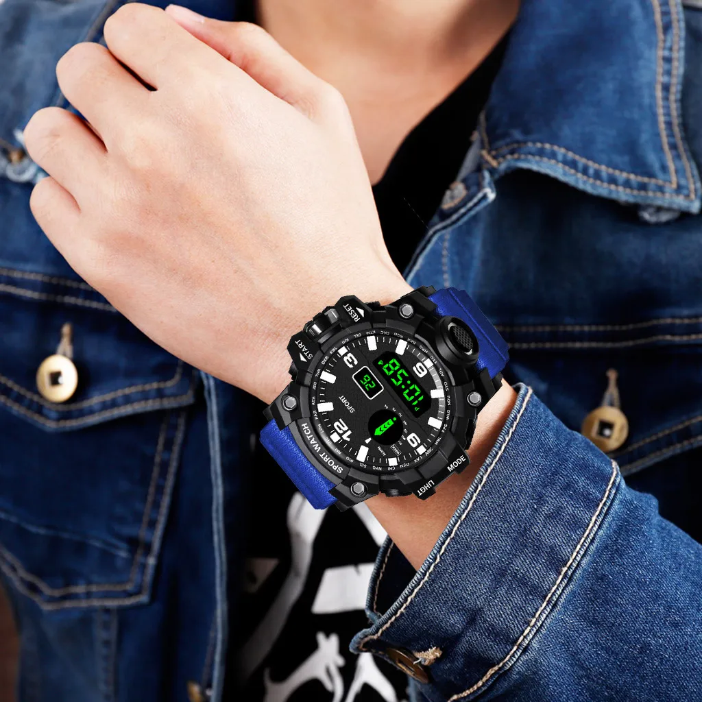 Роскошные Аналоговые Цифровые Военные стильные мужские электронные часы мужские часы спортивные цифровые светодиодный водонепроницаемые наручные часы Relogio