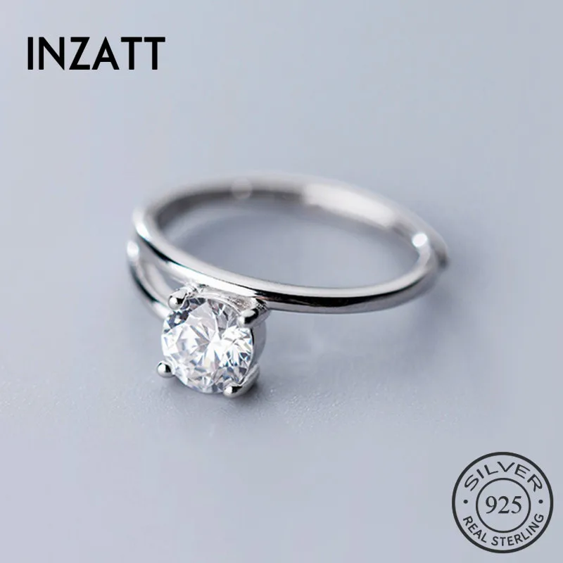 

INZATT Real 925 Sterling Silver Zircon Minimalist Ring For Women Party Cute Fine Jewelry Geometric Accessories 2019 Gift