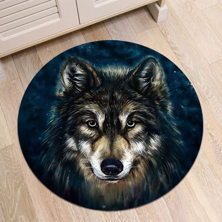 Galaxy Wolf Крутой Galaxy волк круглый коврик ковры для гостиной спальни 3D Дикая природа волки животное площадь стул с ковриком пол йога коврик Домашний декор 80 - Цвет: Galaxy Wolf