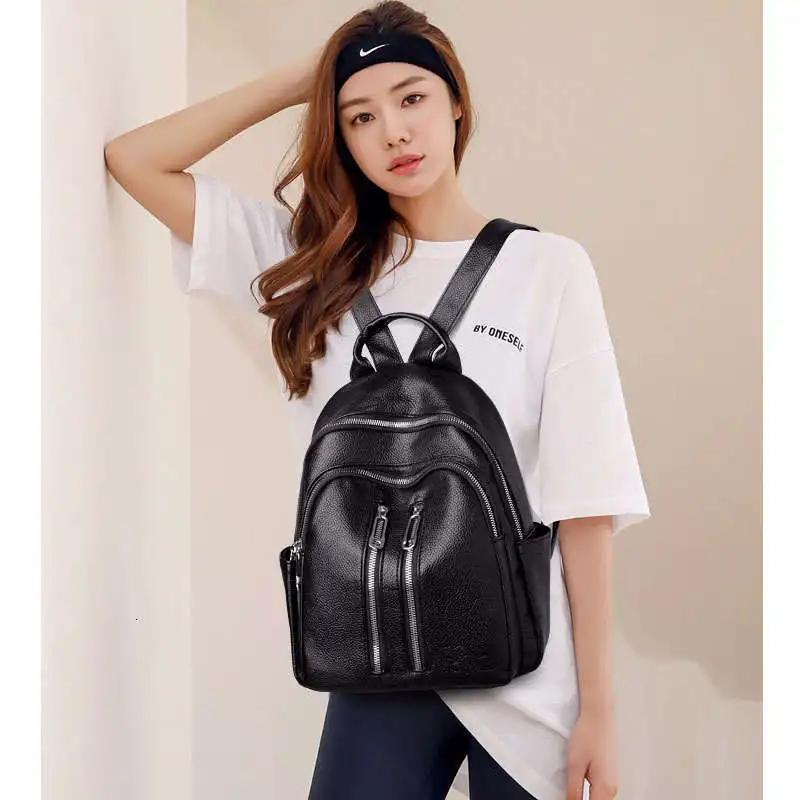 Женские черные кожаные рюкзаки, высокое качество, Mochila, женский рюкзак, опрятный, для путешествий, известный бренд, роскошный дизайн, женская сумка