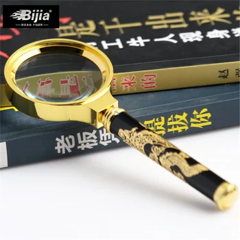 

BIJIA 40mm Optical Glass Lens Dragon Handle Copper Frame Magnifier Old Reading Mirror 10x40